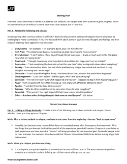 Starting Over Everyone knows that when it comes to substance use