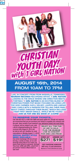 AUGUST 16th, 2014 FROM 10AM TO 7PM