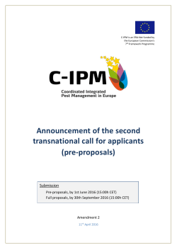 Announcement of the second transnational call for - C-IPM