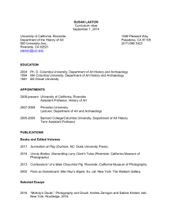 Curriculum Vitae - Department of the History of Art
