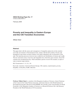 Poverty and Inequality in Eastern Europe and the CIS Transition