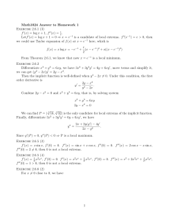 Math1024 Answer to Homework 1 Exercise 2.6.1 (3) f/(x) = log x + 1