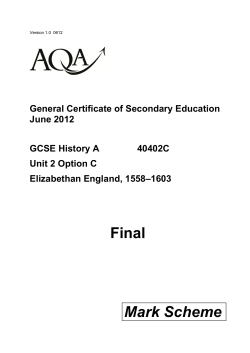 GCSE History (Specification A) Mark Scheme June 2012