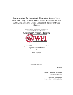 Assessment of the Impacts of Bioplastics: Energy Usage, Worcester