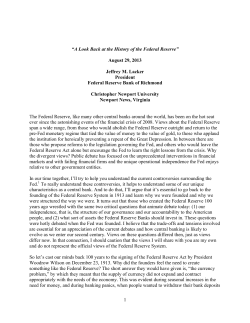 "A Look Back at the History of the Federal Reserve&rdquo;