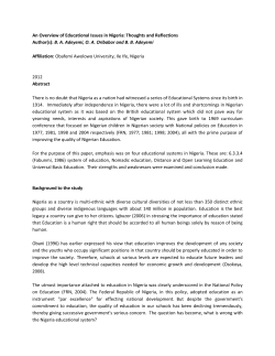 An Overview of Educational Issues in Nigeria: Thoughts and