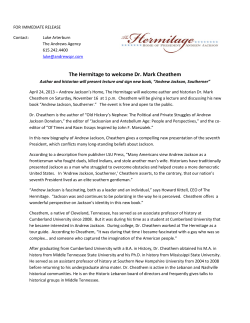 The Hermitage to welcome Dr. Mark Cheathem