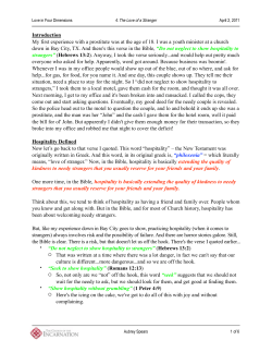 Hospitality Sermon Rez Retreat - Church of the Resurrection