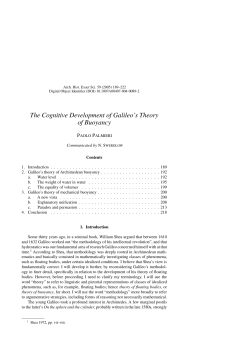 The Cognitive Development of Galileo`s Theory of Buoyancy