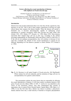Factors affecting the sexual reproduction of diatoms, with emphasis