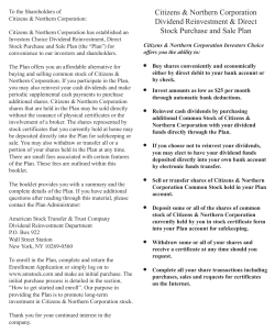 Dividend Reinvestment, Direct Stock Purchase and Sale Plan