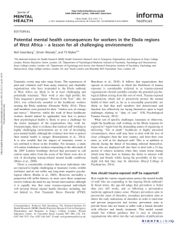Potential mental health consequences for workers in the Ebola