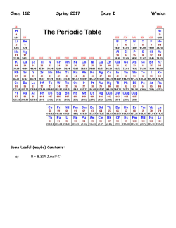 Chem 112 Spring 2017 Exam I Whelan