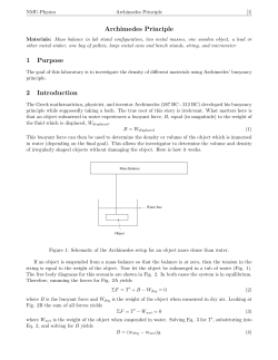 Archimedes Principle 1 Purpose 2 Introduction