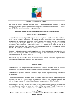 CALL FOR POSTDOCTORAL CONTRACT The Chair of Dialogue