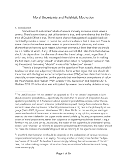 Moral Uncertainty and Fetishistic Motivation