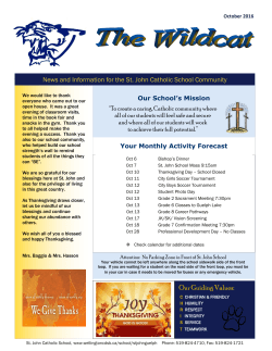 October 2016 Newsletter - Wellington Catholic District School