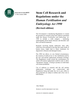 Stem Research and Regulations under the Human