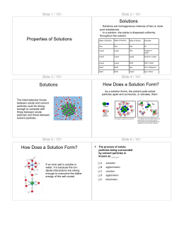 Properties of Solutions Solutions Solutions How Does a Solution