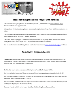 Messy Church Lord`s Prayer resource sheet