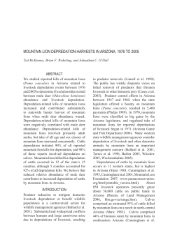 mountain lion depredation harvests in arizona, 1976 to 2005
