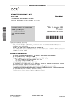Unit F964 - Option A - Medieval and early modern 1073 to 1555