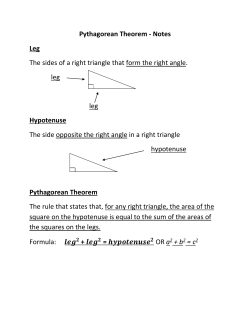 Pythagorean Theorem - Notes Leg The sides of a right triangle that