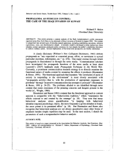 PROPAGANDA AS STIMULUS CONTROL: THE