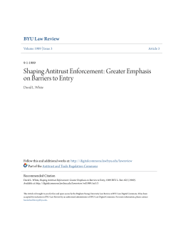 Shaping Antitrust Enforcement: Greater Emphasis on Barriers to Entry