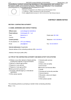 Consultancy contract concerning assistance in the preparation and