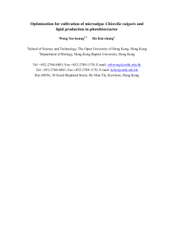Optimization for cultivation of microalgae Chlorella vulgaris and lipid