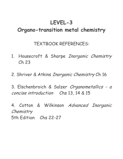LEVEL-3 O rgano-transition m etal chem istry