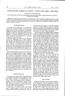 INSECTICIDE FORMULATIONS-TYPES AND USES: A REVIEW