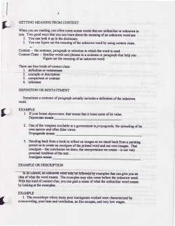GETTING MEANING FROM CONTD(T When you are reading, you