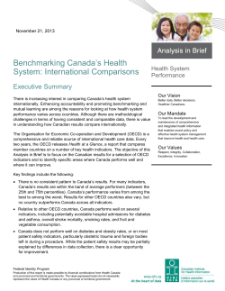 Benchmarking Canada`s Health System