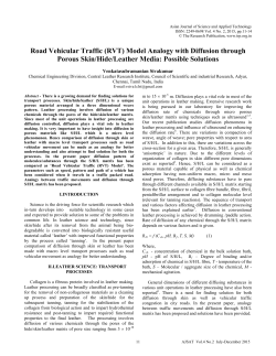 Road Vehicular Traffic (RVT) Model Analogy with Diffusion through