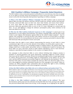 pdf Sikh Coalition`s Military Campaign: Frequently Asked Questions