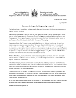 Statement about regional advisory meetings postponed