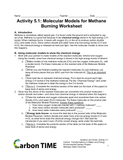 Activity 5.1: Molecular Models for Methane Burning Worksheet