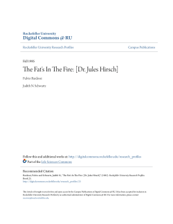The Fat`s In The Fire: [Dr. Jules Hirsch]