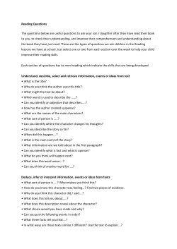 Reading Questions The questions below are useful questions to ask