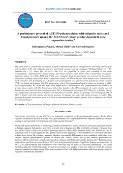 A preliminary perusal of ACE I/D polymorphism with adiposity traits