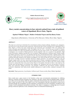 Heavy metals concentrations in four selected seafood from crude oil