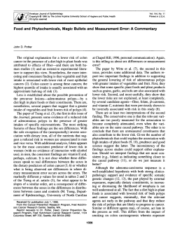 Food and Phytochemicals, Magic Bullets and Measurement Error: A