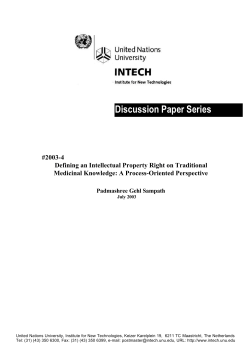 Defining an Intellectual Property Right on Traditional - unu