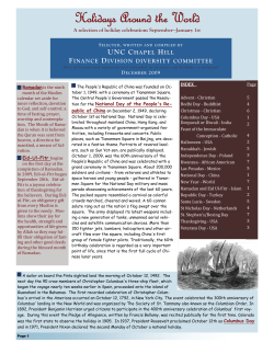 Holidays Around the World - UNC