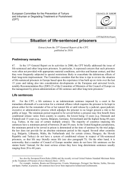 Situation of life-sentenced prisoners - Coe