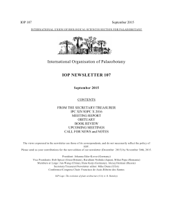 International Organisation of Palaeobotany IOP NEWSLETTER 107