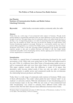 The Politics of Talk on German Free Radio Stations