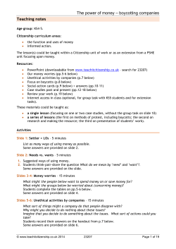 The power of money &ndash; boycotting companies Teaching notes